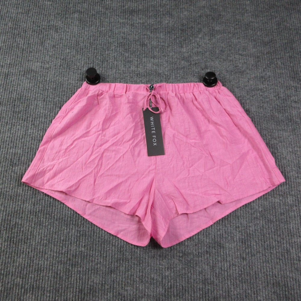 White Fox Hot Pants Womens XL Pink Crepe Elastic Waist Bow 31x2.5* NWT